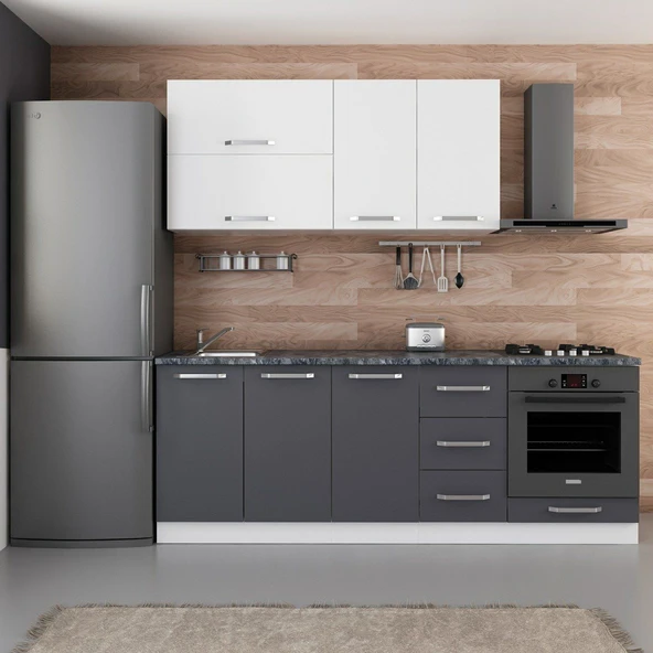 Minar 220 Cm Mutfak Dolabı Beyaz Antrasit 220-A7