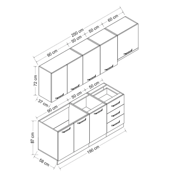 Minar 250 Cm Mutfak Dolabı Beyaz Antrasit 250-A4 - Resim 8