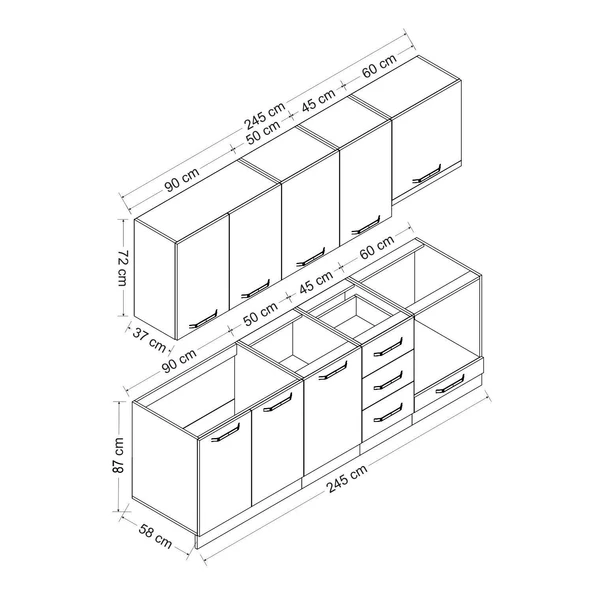 Minar 245 Cm Mutfak Dolabı Beyaz Dore 245-D9 - Resim 8