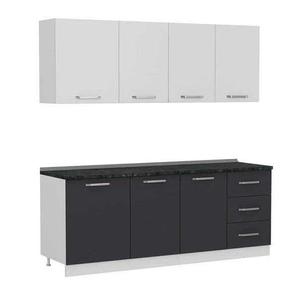 Minar 210 Cm Mutfak Dolabı Beyaz Antrasit 210-A1 - Resim 6