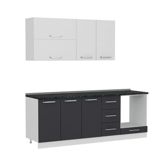 Minar 220 Cm Mutfak Dolabı Beyaz Antrasit 220-A7 - 6