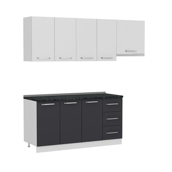 Minar 220 Cm Mutfak Dolabı Beyaz Antrasit 220-A5 - Resim 6