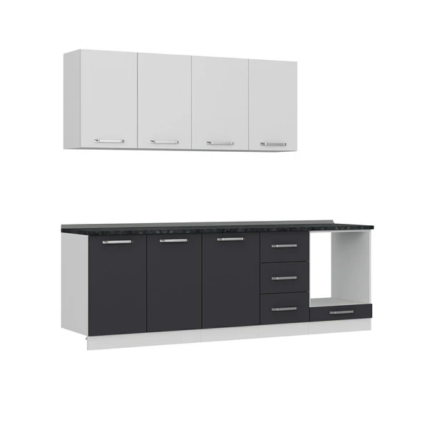 Minar 245 Cm Mutfak Dolabı Beyaz Antrasit 245-A7 - Resim 6