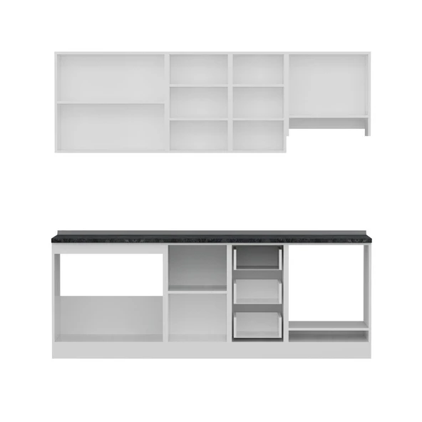 Minar 225 Cm Mutfak Dolabı Beyaz Dore 225-D7 - Resim 2