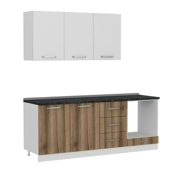 Minar 210 Cm Mutfak Dolabı Beyaz Dore 210-D6 - Resim 6