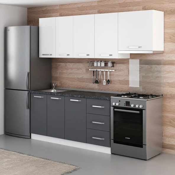 Minar 230 Cm Mutfak Dolabı Beyaz Antrasit 230-A7 - Resim 3