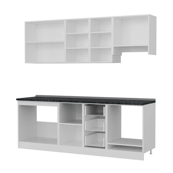 Minar 225 Cm Mutfak Dolabı Beyaz Dore 225-D7 - Resim 4