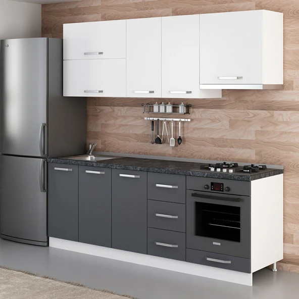 Minar 220 Cm Mutfak Dolabı Beyaz Antrasit 220-A9 - Resim 3