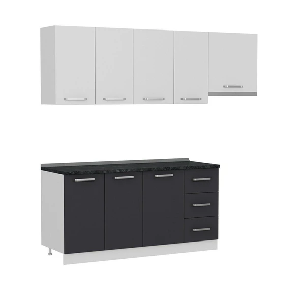 Minar 225 Cm Mutfak Dolabı Beyaz Antrasit 225-A7 - Resim 6