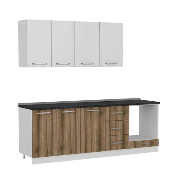 Minar 230 Cm Mutfak Dolabı Beyaz Dore 230-D6 - Resim 6