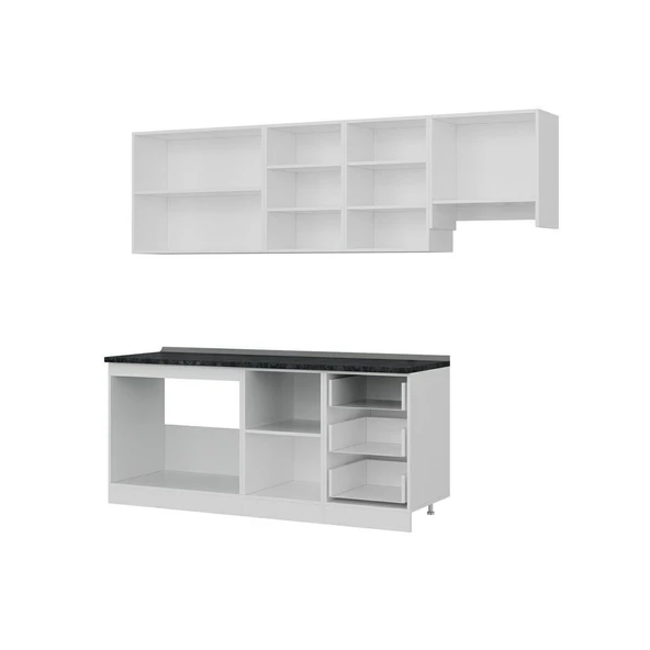 Minar 250 Cm Mutfak Dolabı Beyaz Antrasit 250-A7 - Resim 4