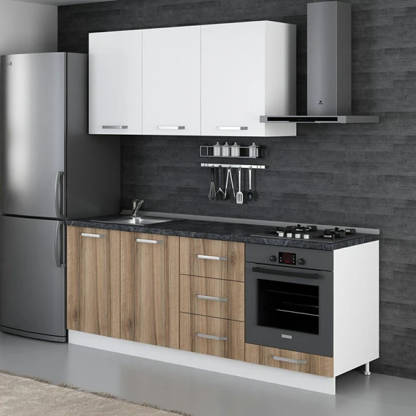 Minar 210 Cm Mutfak Dolabı Beyaz Dore 210-D6 - Resim 3