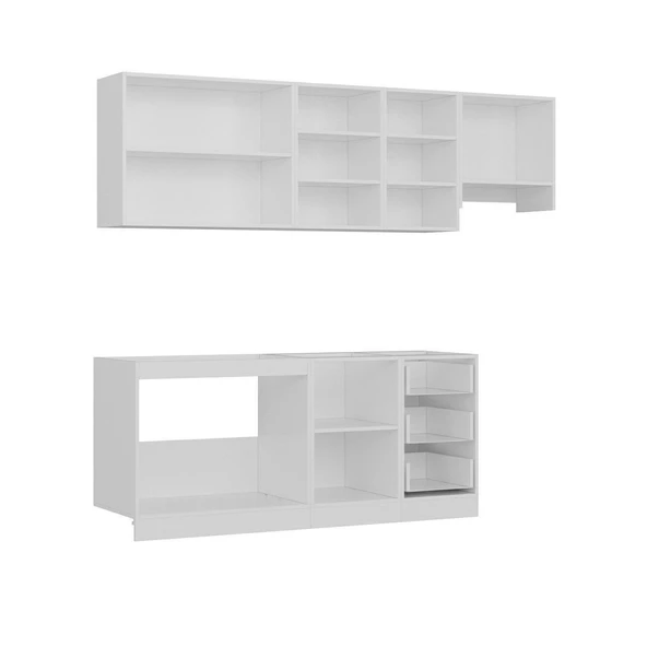 Minar 245 Cm Mutfak Dolabı Beyaz Antrasit 245-A8 - Resim 7