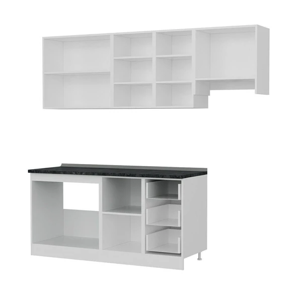 Minar 225 Cm Mutfak Dolabı Beyaz Antrasit 225-A7 - Resim 4