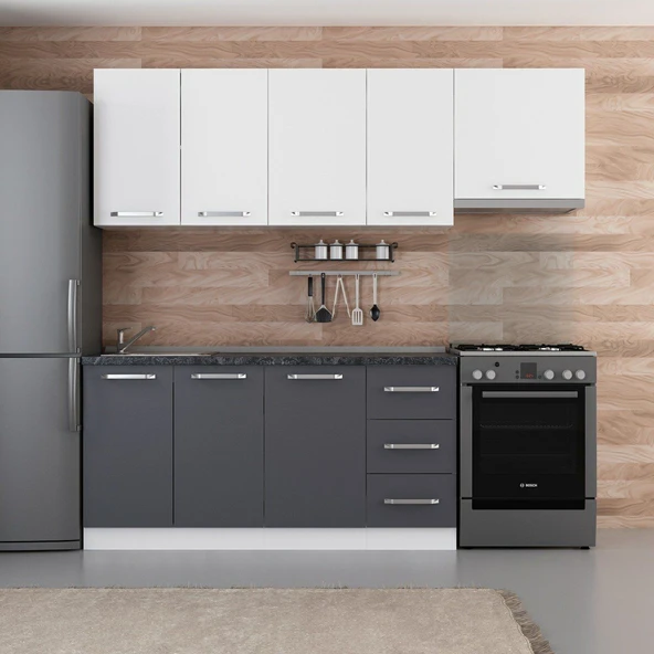 Minar 225 Cm Mutfak Dolabı Beyaz Antrasit 225-A7 ürün görseli