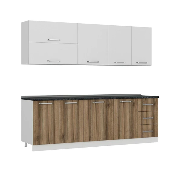 Minar 245 Cm Mutfak Dolabı Beyaz Dore 245-D2 - Resim 6