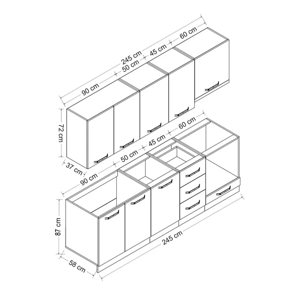 Minar 245 Cm Mutfak Dolabı Beyaz 245-B9 - Resim 8