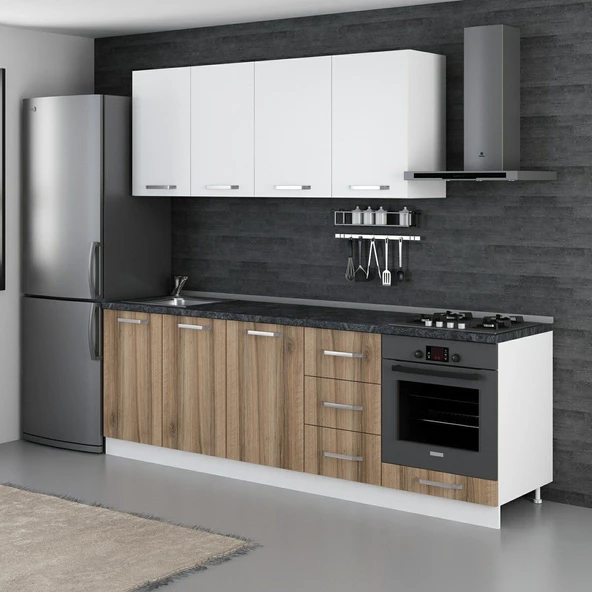 Minar 245 Cm Mutfak Dolabı Beyaz Dore 245-D7 - Resim 3