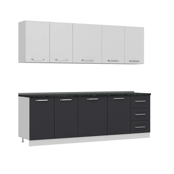 Minar 245 Cm Mutfak Dolabı Beyaz Antrasit 245-A1 - Resim 6