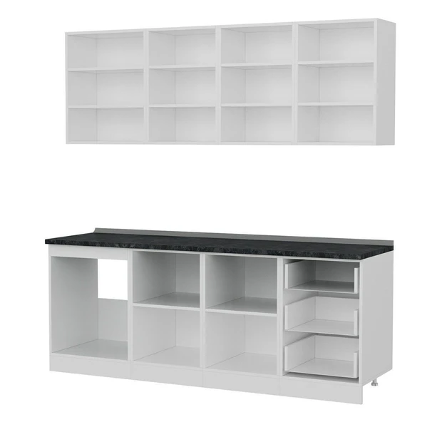 Minar 210 Cm Mutfak Dolabı Beyaz Antrasit 210-A1 - Resim 4