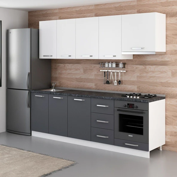 Minar 245 Cm Mutfak Dolabı Beyaz Antrasit 245-A9 - 3