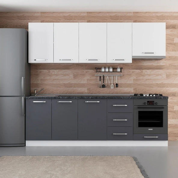 Minar 245 Cm Mutfak Dolabı Beyaz Antrasit 245-A9