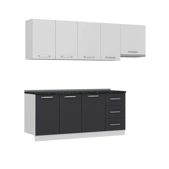 Minar 245 Cm Mutfak Dolabı Beyaz Antrasit 245-A8 - Resim 6