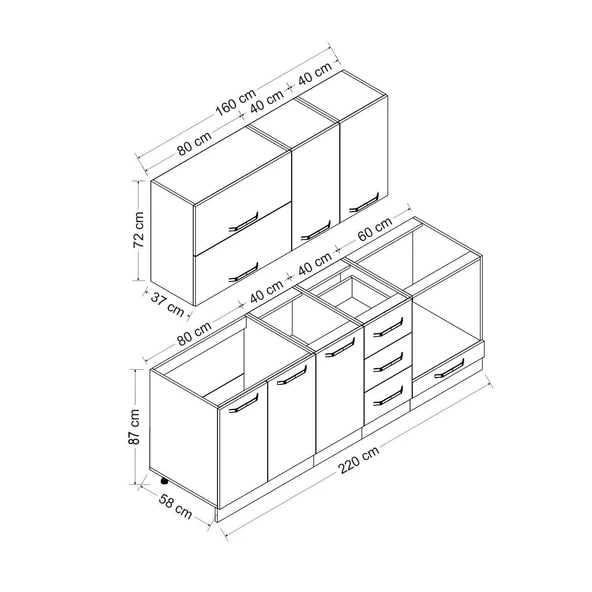 Minar 220 Cm Mutfak Dolabı Beyaz Antrasit 220-A7 - 8