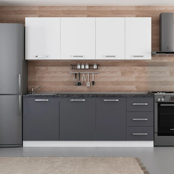 Minar 215 Cm Mutfak Dolabı Beyaz Antrasit 215-A2 ürün görseli