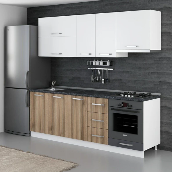 Minar 230 Cm Mutfak Dolabı Beyaz Dore 230-D5 - Resim 3