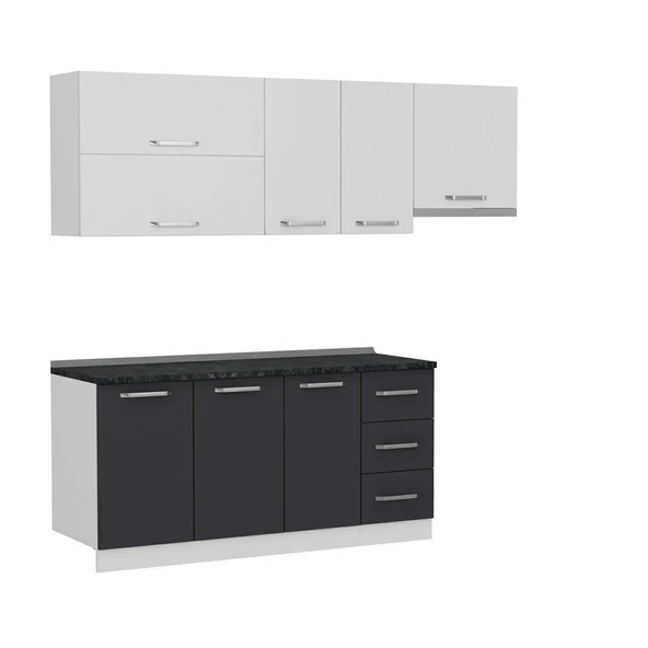 Minar 230 Cm Mutfak Dolabı Beyaz Antrasit 230-A4 - Resim 6