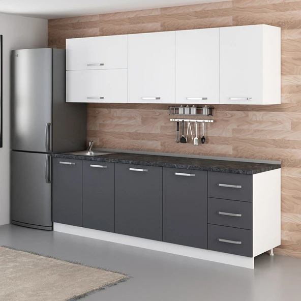 Minar 245 Cm Mutfak Dolabı Beyaz Antrasit 245-A2 - 3