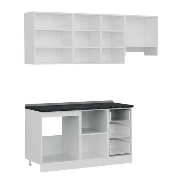 Minar 205 Cm Mutfak Dolabı Beyaz Antrasit 205-A4 - 7