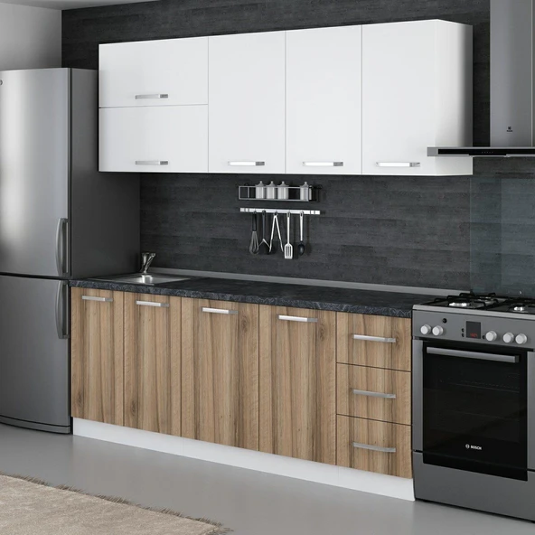 Minar 215 Cm Mutfak Dolabı Beyaz Dore 215-D1 - Resim 3