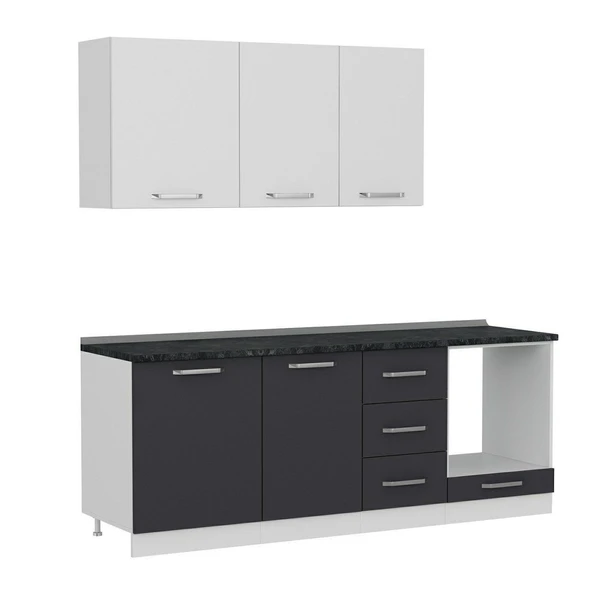 Minar 215 Cm Mutfak Dolabı Beyaz Antrasit 215-A3 - Resim 6