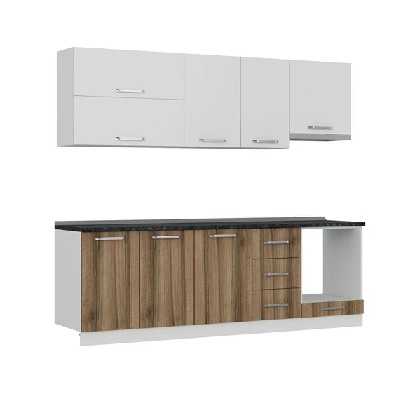 Minar 245 Cm Mutfak Dolabı Beyaz Dore 245-D6 - Resim 6