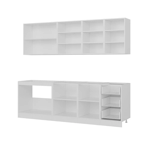 Minar 245 Cm Mutfak Dolabı Beyaz Antrasit 245-A2 - 4