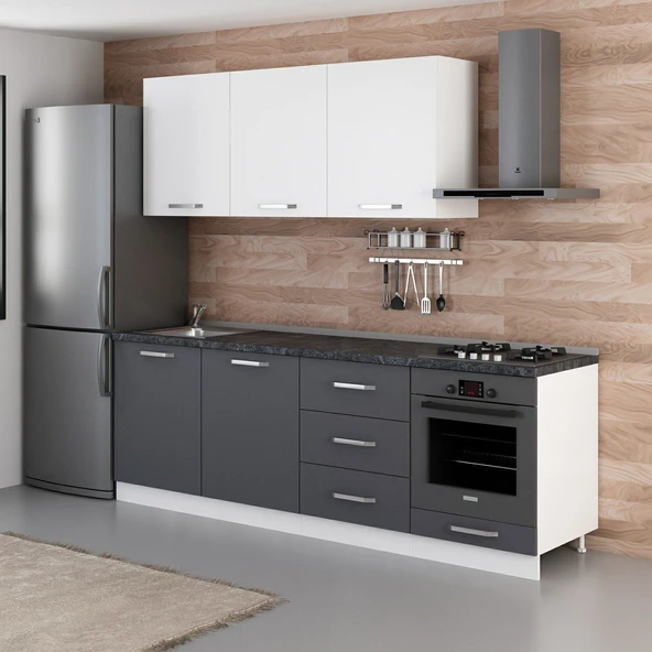 Minar 240 Cm Mutfak Dolabı Beyaz Antrasit 240-A7 - Resim 3