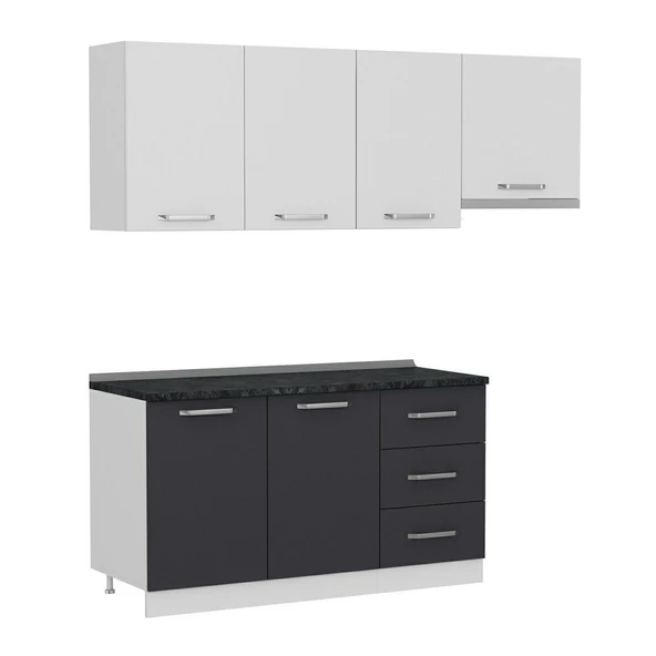 Minar 210 Cm Mutfak Dolabı Beyaz Antrasit 210-A7 - Resim 6