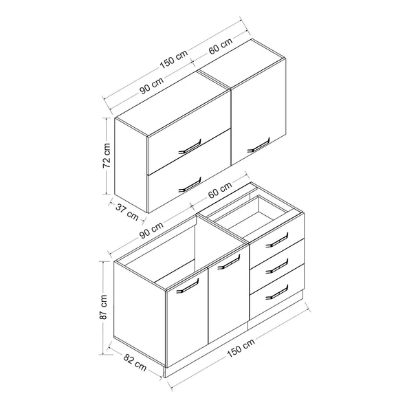 Minar 150 Cm Mutfak Dolabı Beyaz 150-B1 - Resim 8