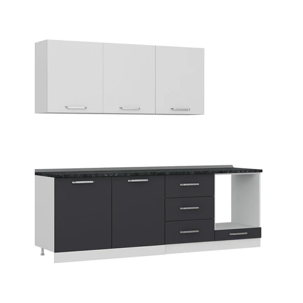 Minar 240 Cm Mutfak Dolabı Beyaz Antrasit 240-A7 - Resim 6