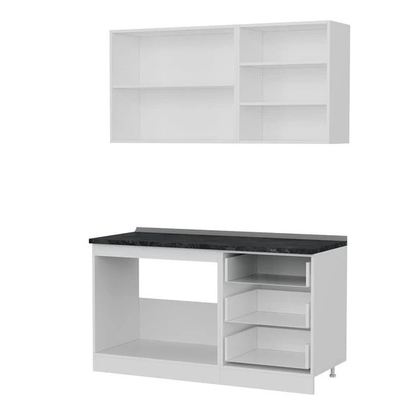 Minar 150 Cm Mutfak Dolabı Beyaz 150-B1 - Resim 4