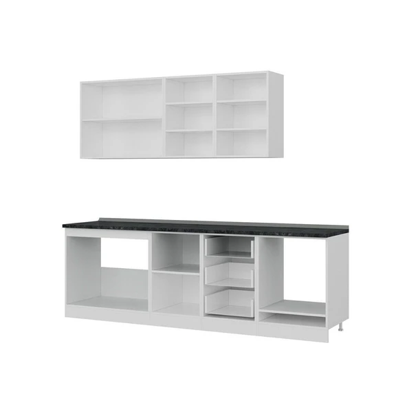 Minar 250 Cm Mutfak Dolabı Beyaz Antrasit 250-A6 - Resim 4