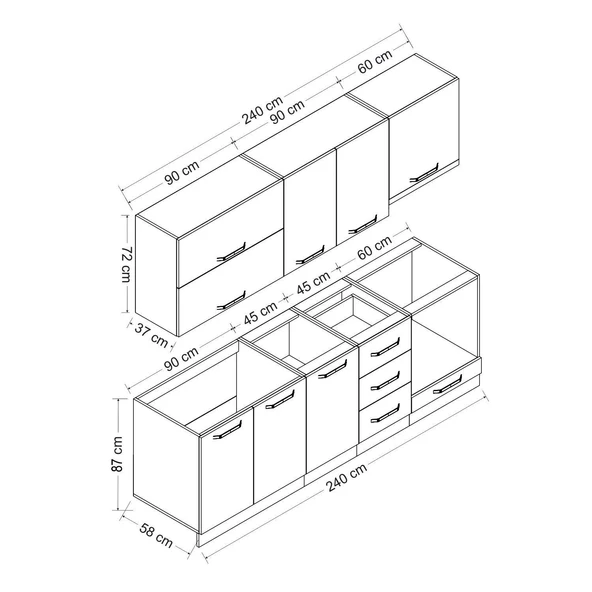 Minar 240 Cm Mutfak Dolabı Beyaz 240-B6 - Resim 8