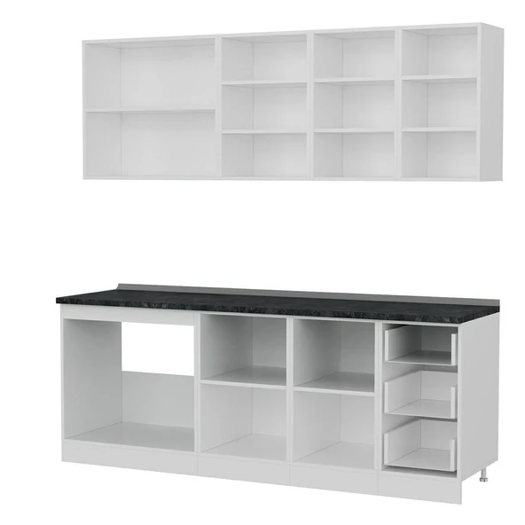 Minar 215 Cm Mutfak Dolabı Beyaz Dore 215-D1 - Resim 4