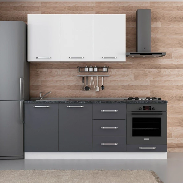 Minar 210 Cm Mutfak Dolabı Beyaz Antrasit 210-A6 ürün görseli