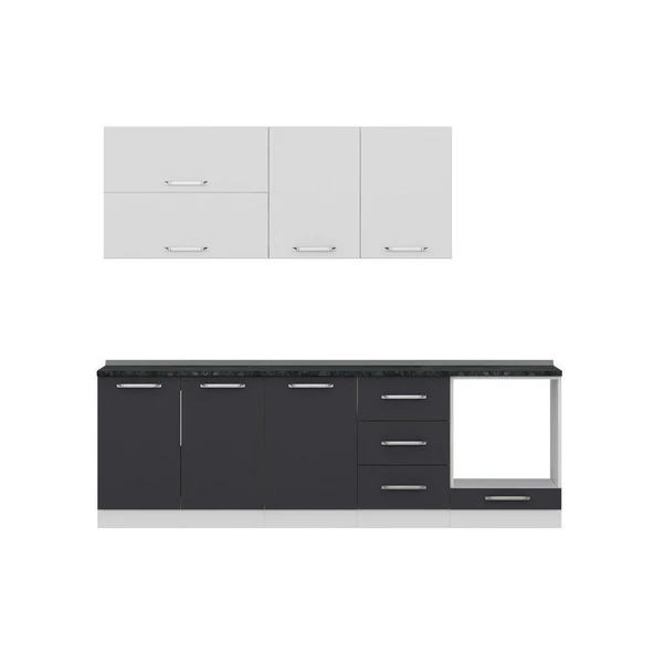 Minar 250 Cm Mutfak Dolabı Beyaz Antrasit 250-A6 - Resim 5