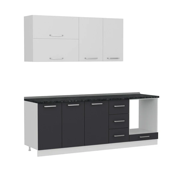 Minar 225 Cm Mutfak Dolabı Beyaz Antrasit 225-A3 - Resim 6