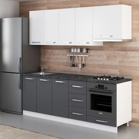 Minar 220 Cm Mutfak Dolabı Beyaz Antrasit 220-A6 - Resim 3