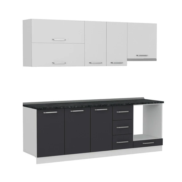 Minar 230 Cm Mutfak Dolabı Beyaz Antrasit 230-A5 - Resim 6